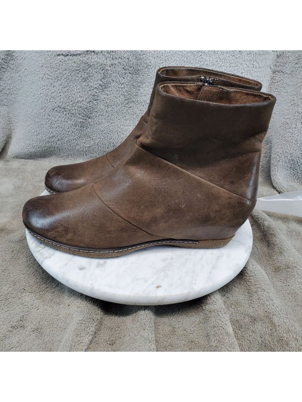 Dansko Shoes Womens 40 US 9.5 Lettie Brown Leather Wedge Ankle Boots *Read*